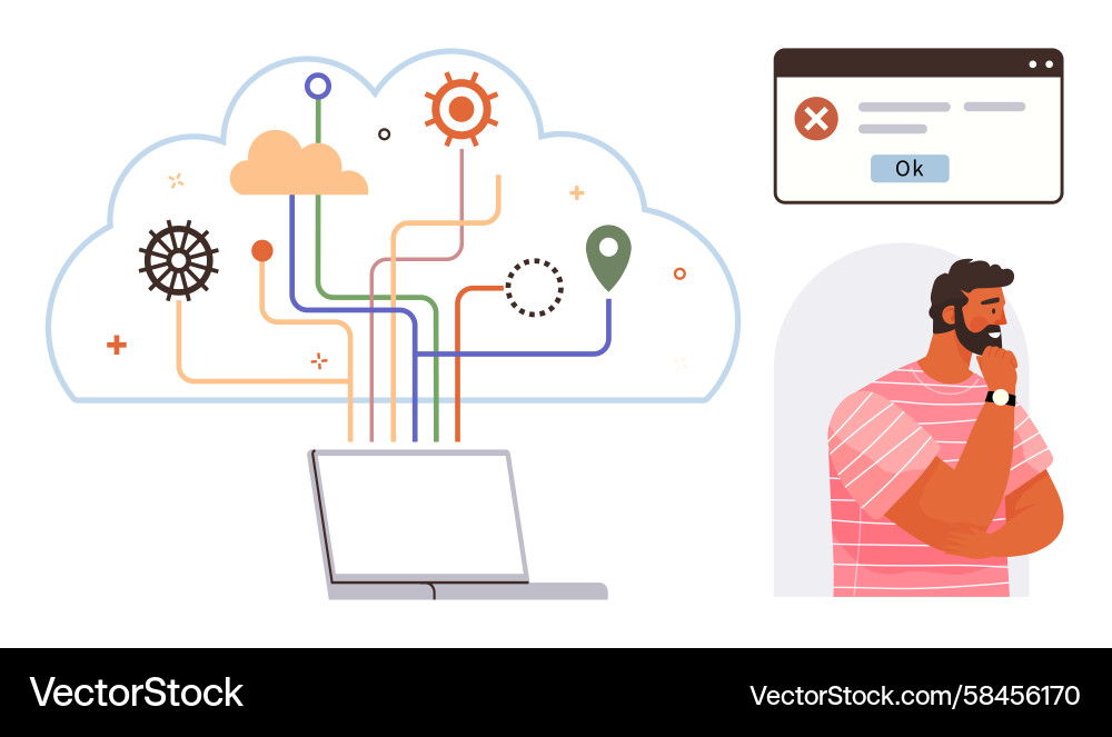 Cloud Error Troubleshooting Vector Image