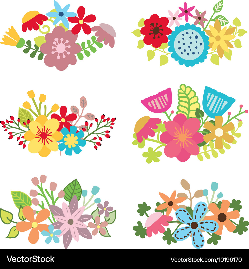 Flower Design Set Floral set flower design elements – Royalty-Free Vector | VectorStock