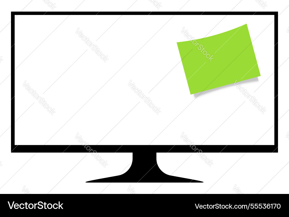 Paper note green on computer screen display Paper note green on computer screen display Vector Image