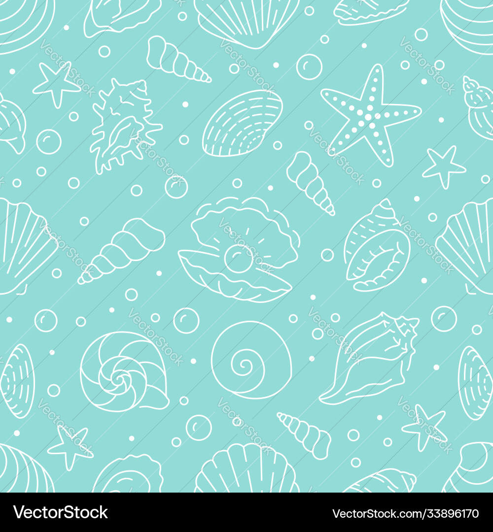 Seashell seamless pattern background Seashell seamless pattern background Vector Image
