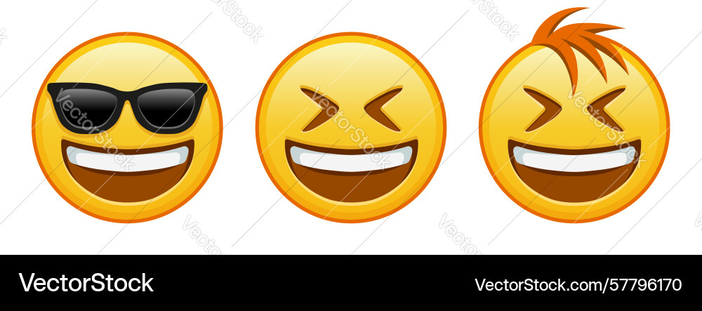 Smiling face with open mouth and tightly closed Vector Image