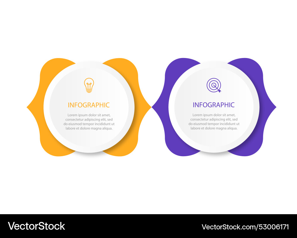2 step process infographic template element 2 step process infographic template element Vector Image