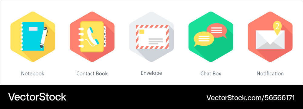 A set of 5 communication icons as notebook vector image