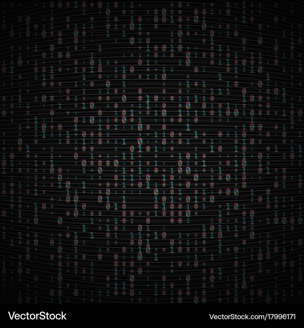 Binary code dark background big data vector image