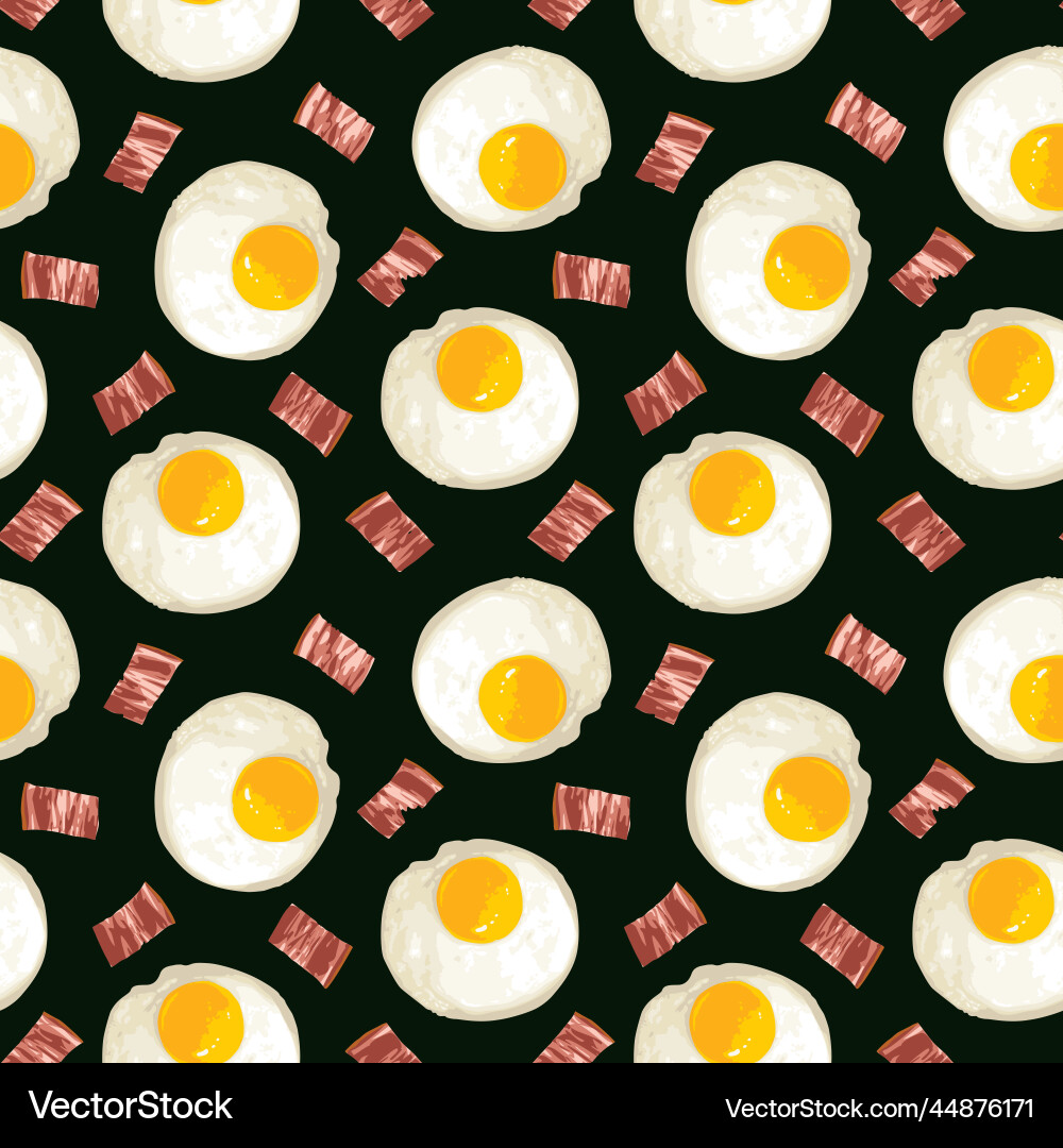 Breakfast Eggs & Bacon Pattern vector image