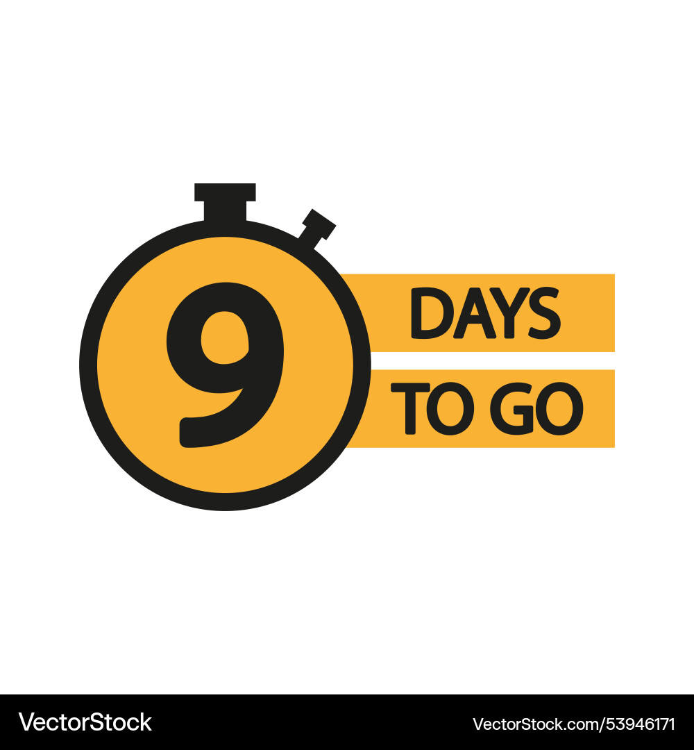 Countdown timer icon number nine bold 9 days Countdown timer icon number nine bold 9 days vector image
