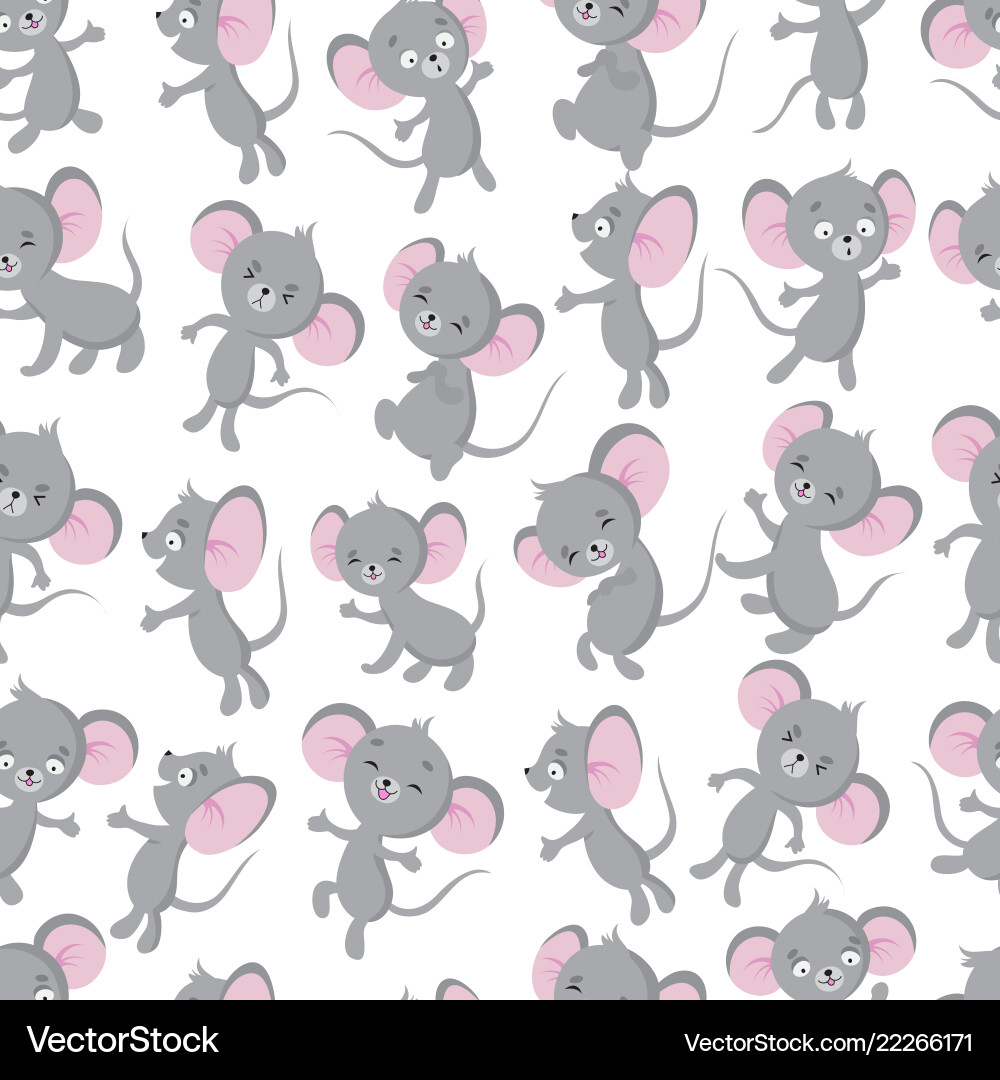 Cute Mouse Seamless Pattern - Baby Animals Vector Image