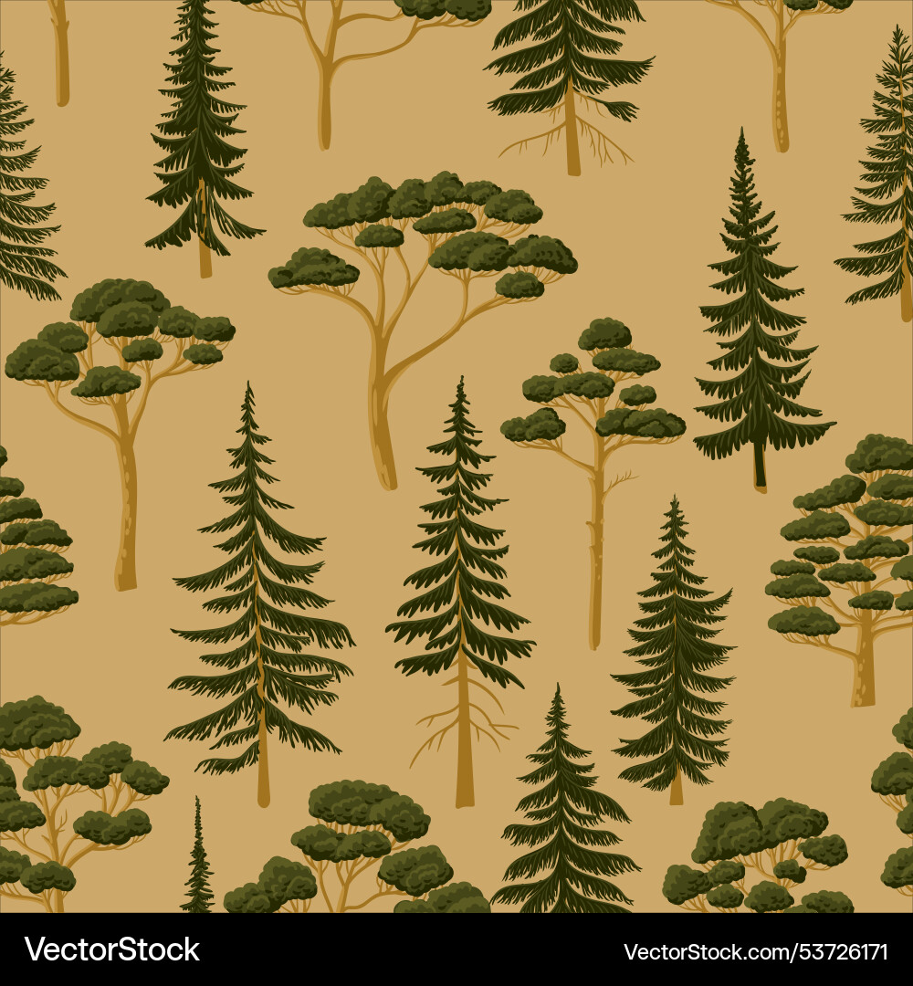 Drawing seamless pattern with trees Drawing seamless pattern with trees vector image