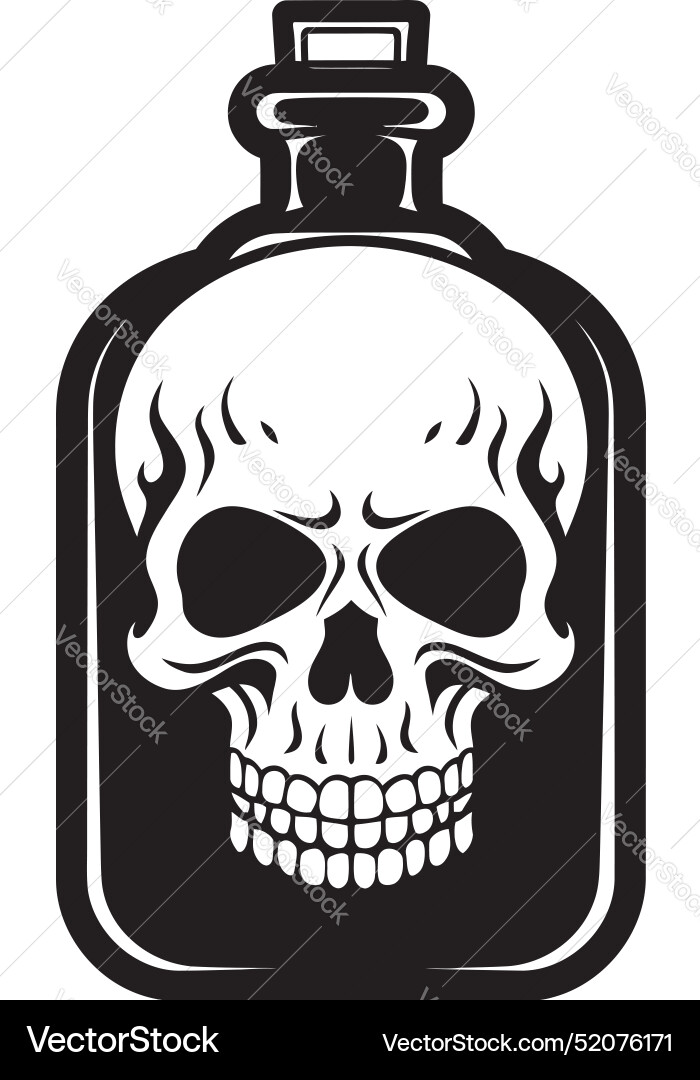 Phantom flask design with skull trapped in bottle Phantom flask design with skull trapped in bottle vector image