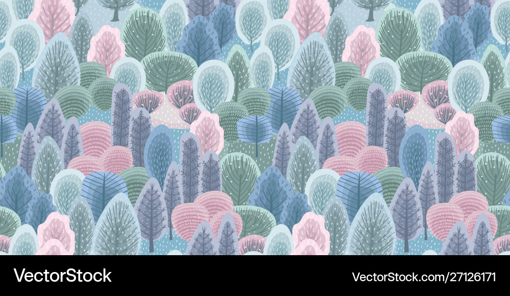 Winter Forest Seamless Pattern Vector Image