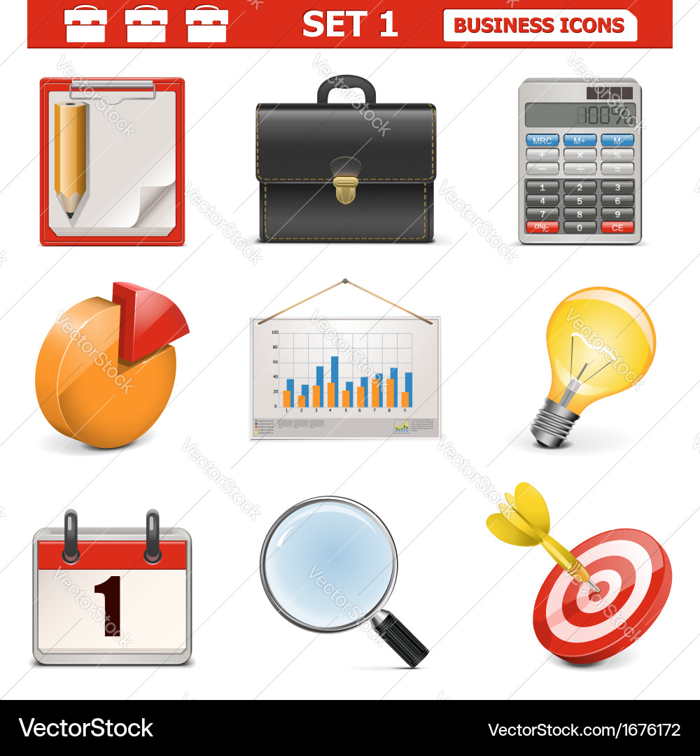Business Icon Set - Strategy & Analysis Vector Image