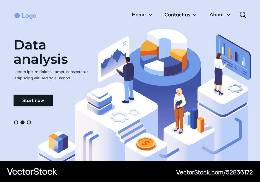Data visualization and analysis landing page Data visualization and analysis landing page vector image
