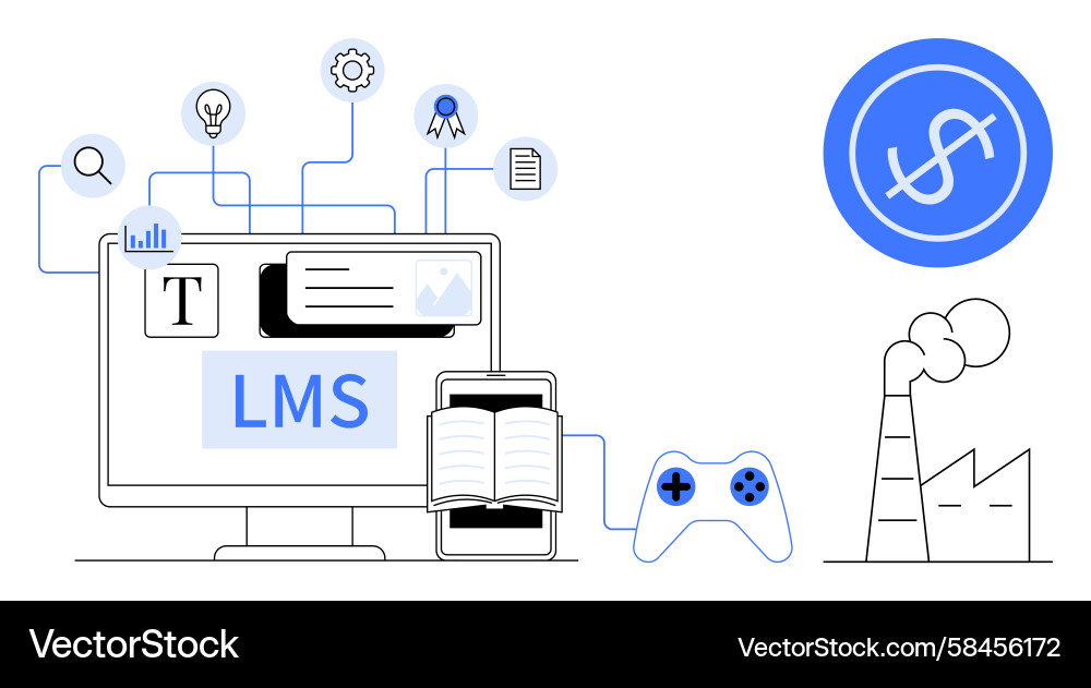 Digital Learning & LMS Platform Vector Image