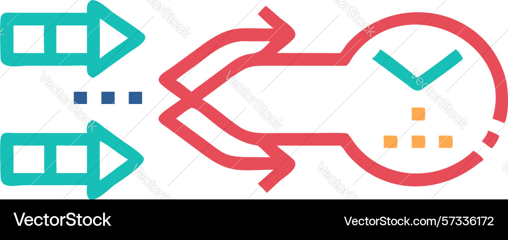 Dynamic data flow process with directional arrows vector image
