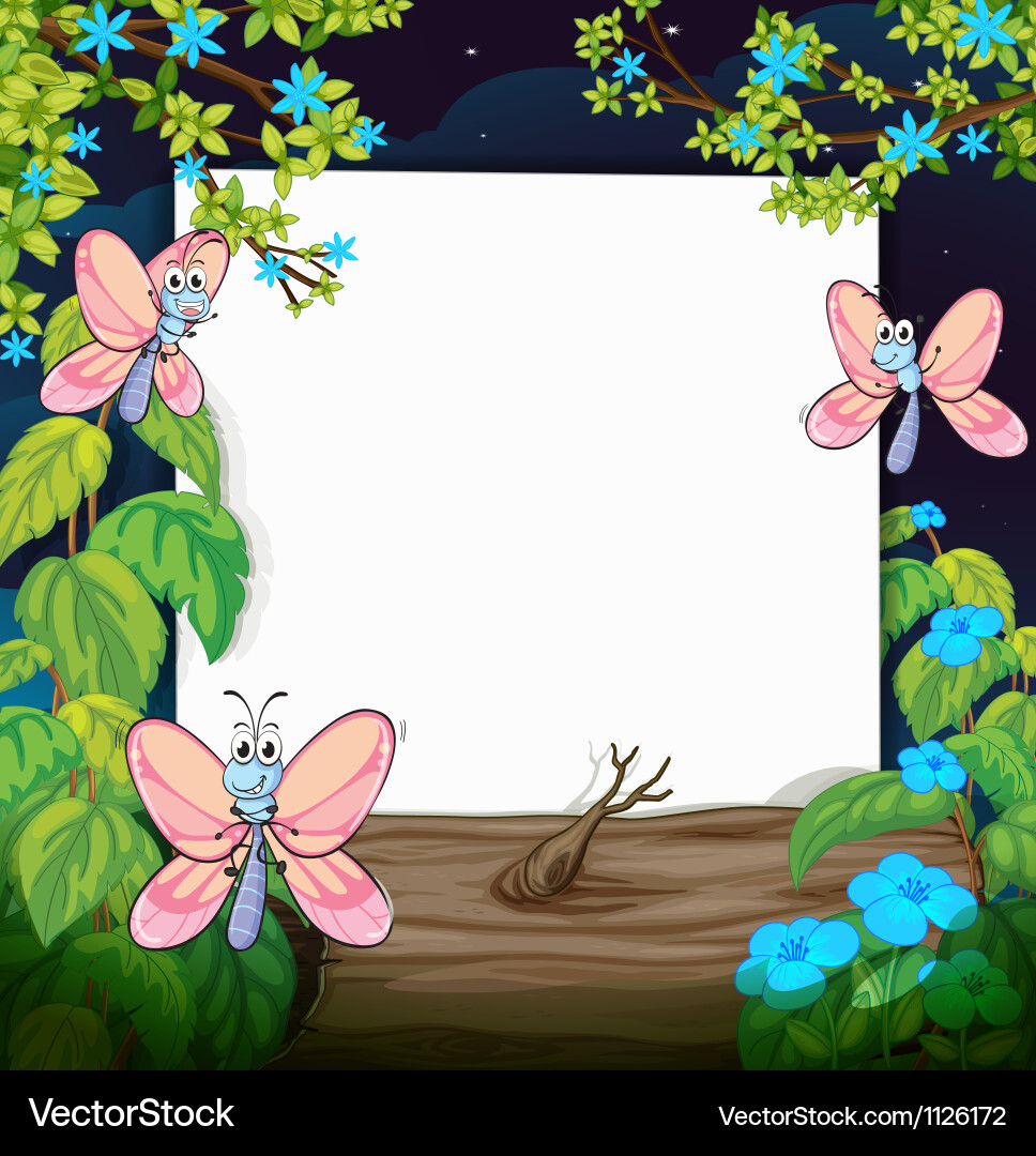 Floral butterflies white frame – Royalty-Free Vector | VectorStock, image size:968x1080