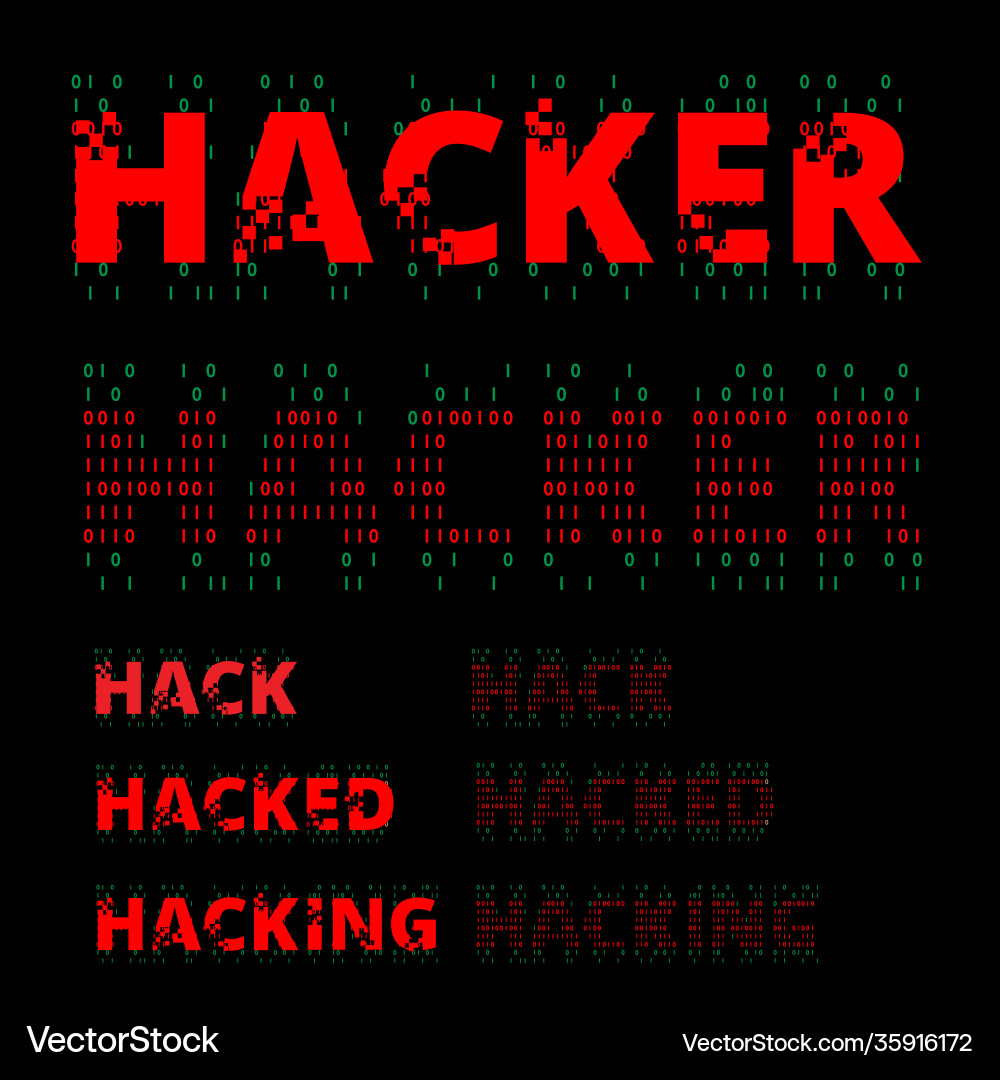 Hacker Wordmark Symbol Set Vector Image