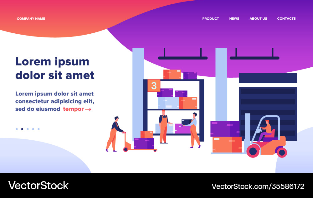 Logistic workers carrying boxes with loaders Logistic workers carrying boxes with loaders Vector Image