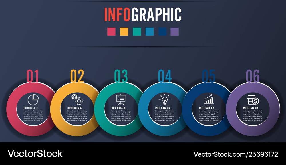 Template timeline infographic colored horizontal Vector Image