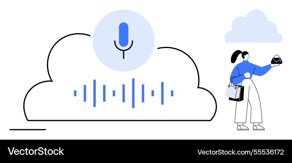 Voice recognition technology in cloud computing Voice recognition technology in cloud computing vector image