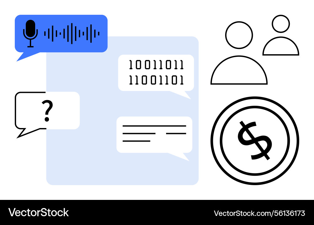 Communication and digital interaction with binary Communication and digital interaction with binary vector image