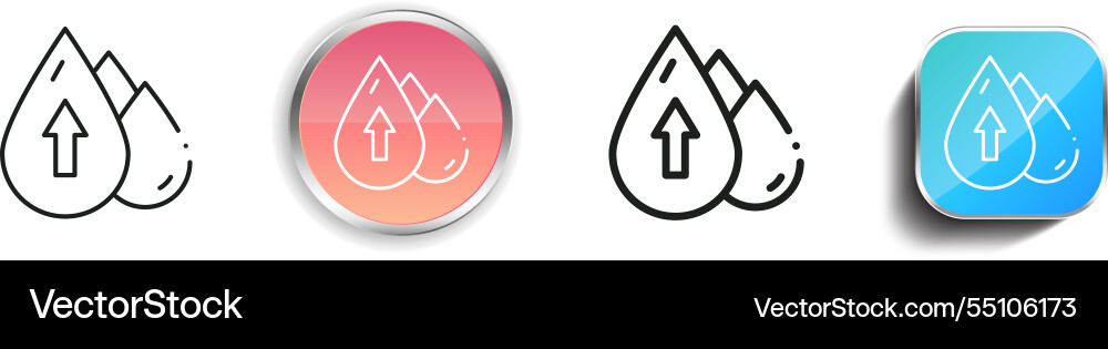 Humidity icon thin linear regular and button Humidity icon thin linear regular and button vector image