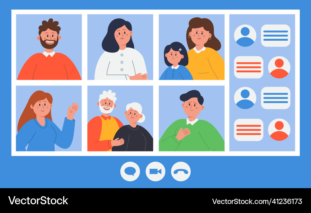 People having video call using phone computer vector image