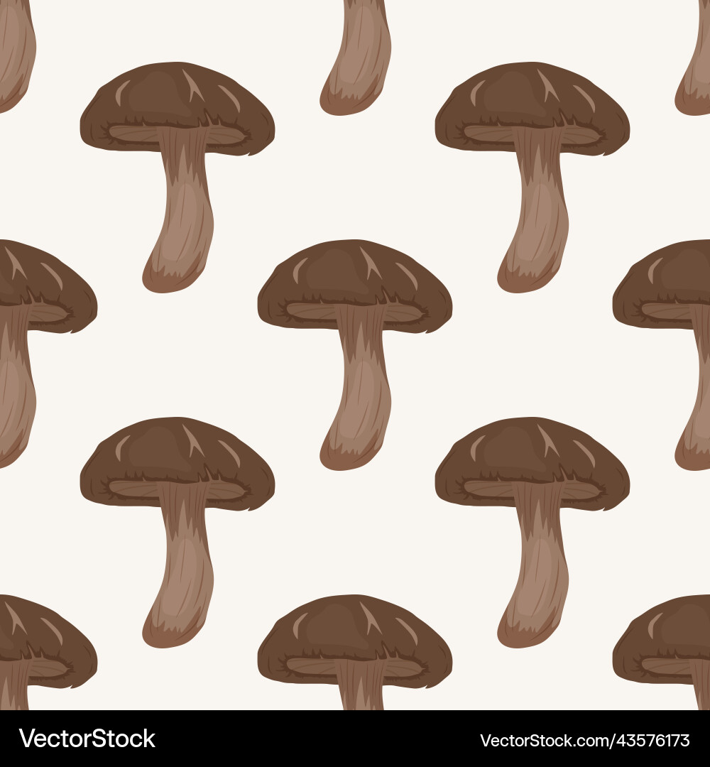 Seamless pattern with shiitake mushroom vector image