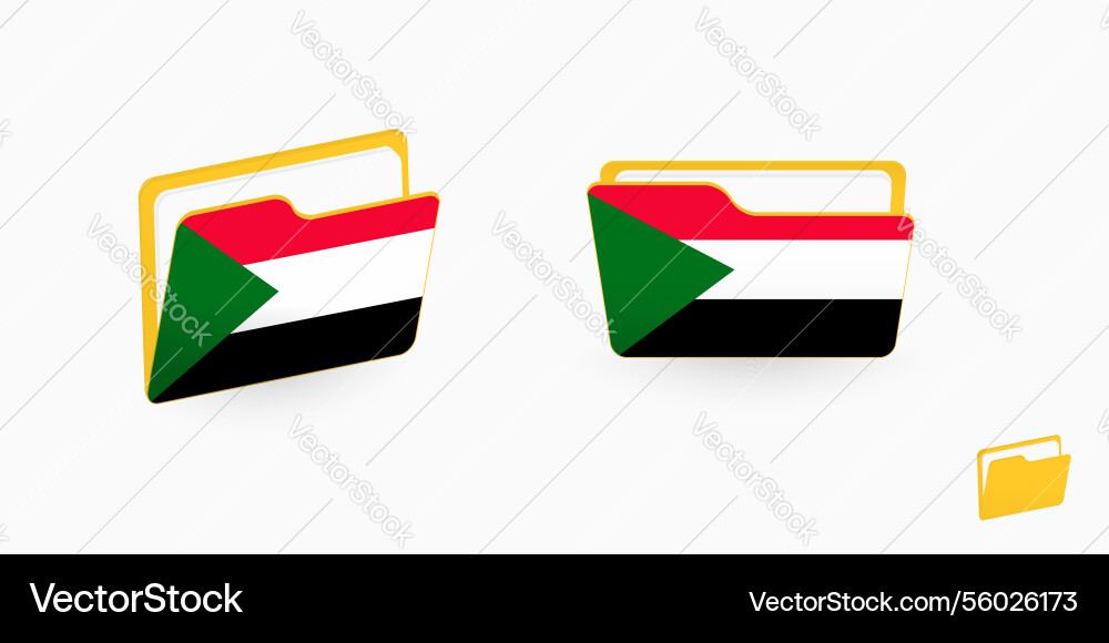 Sudan flag on two type of folder icon vector image