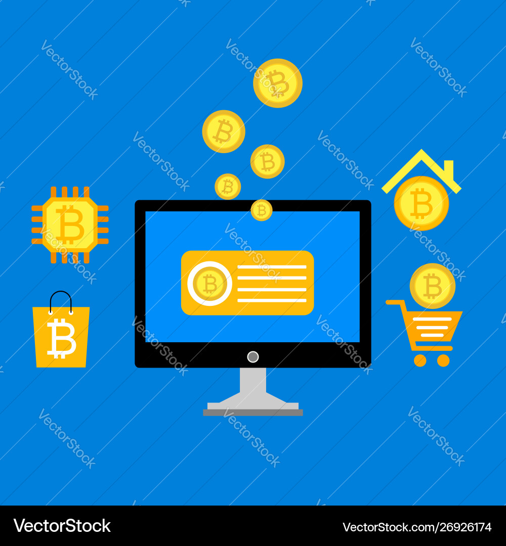 Blockchain scheme mining crypto currency server Vector Image