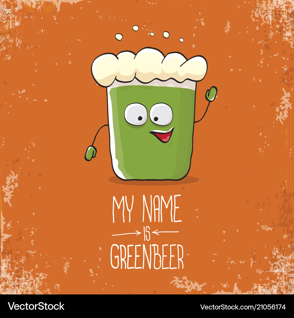 Cartoon funky green beer glass character Cartoon funky green beer glass character vector image