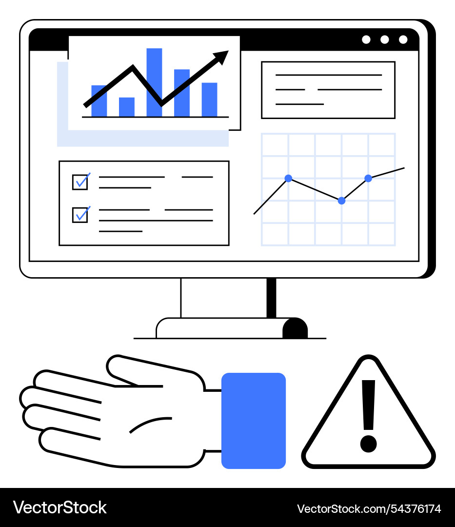 Data analysis dashboard with graphs and charts vector image