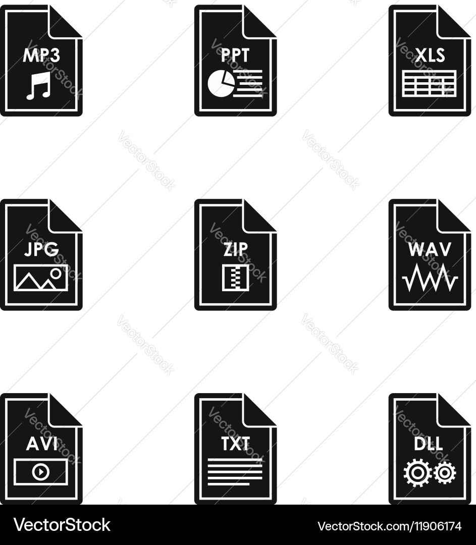 Documents icons set simple style vector image