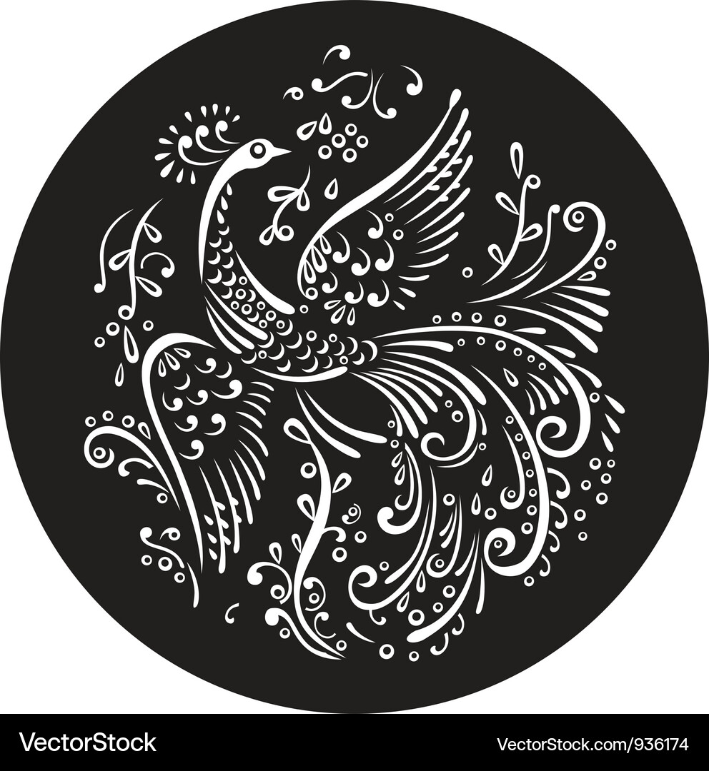 Elegant Bird Motif in Circle Vector Image