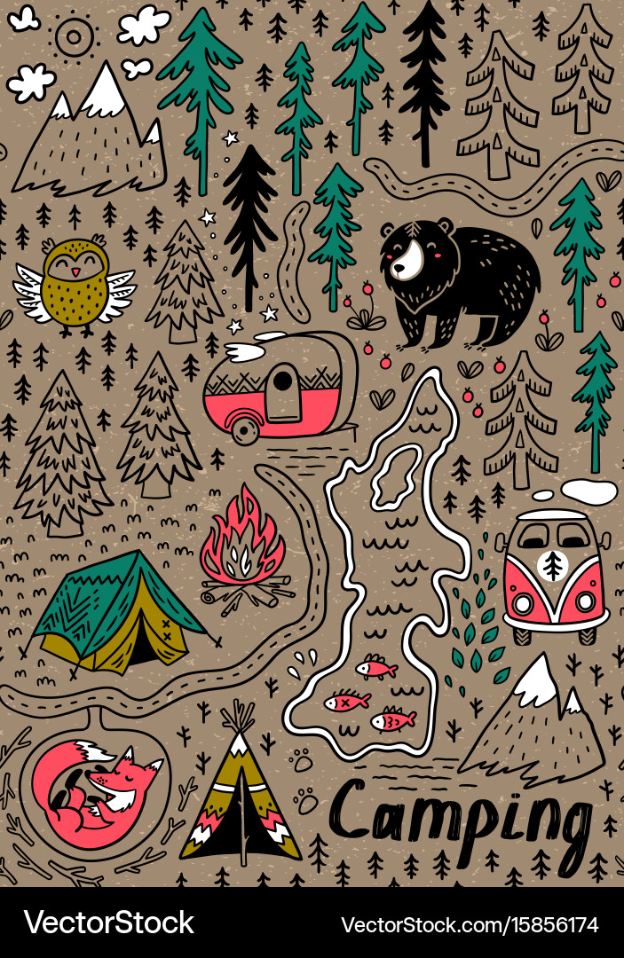 Nature Camp Pattern Royalty Free Vector Image - VectorStock
