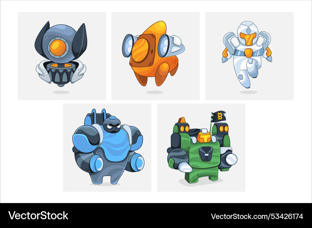 Set of game characters robots Set of game characters robots vector image