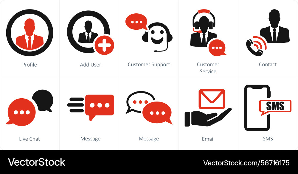 A set of 10 contact icons as profile add user vector image