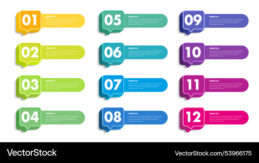 Bullet points numbers from 1 to 12 list markers Vector Image