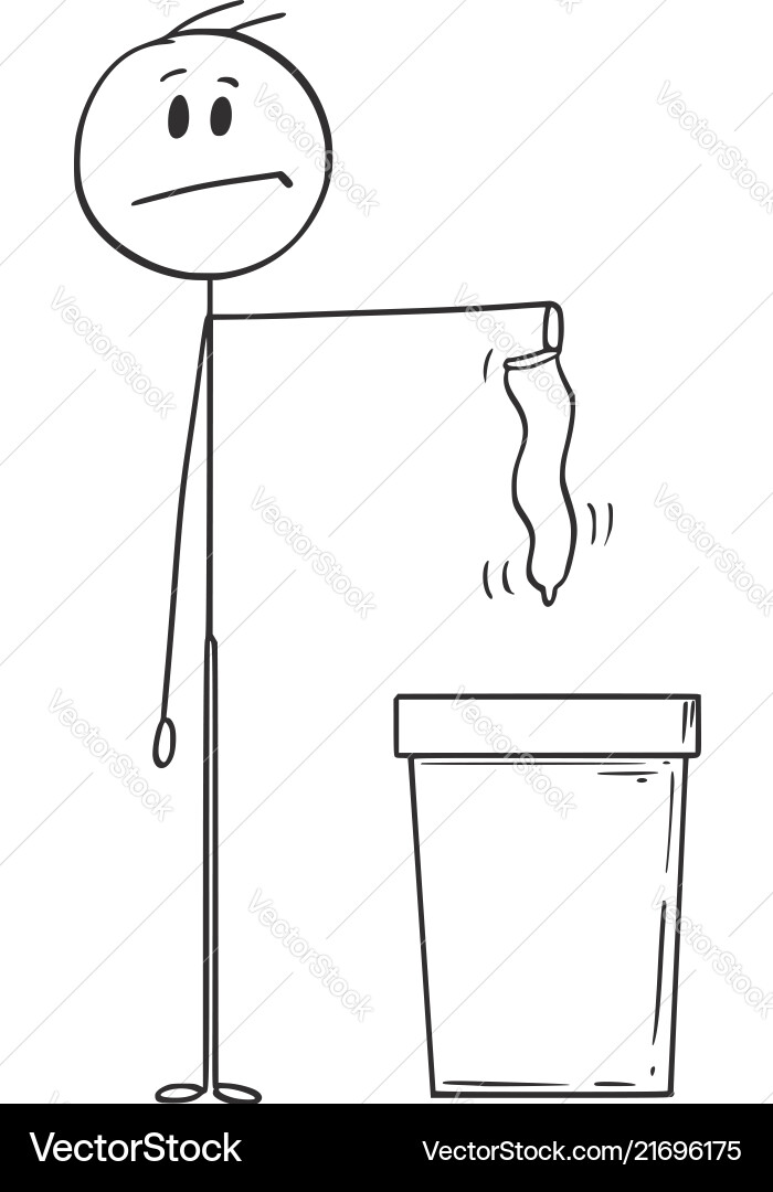 Cartoon of man throwing used or unused condom Cartoon of man throwing used or unused condom vector image