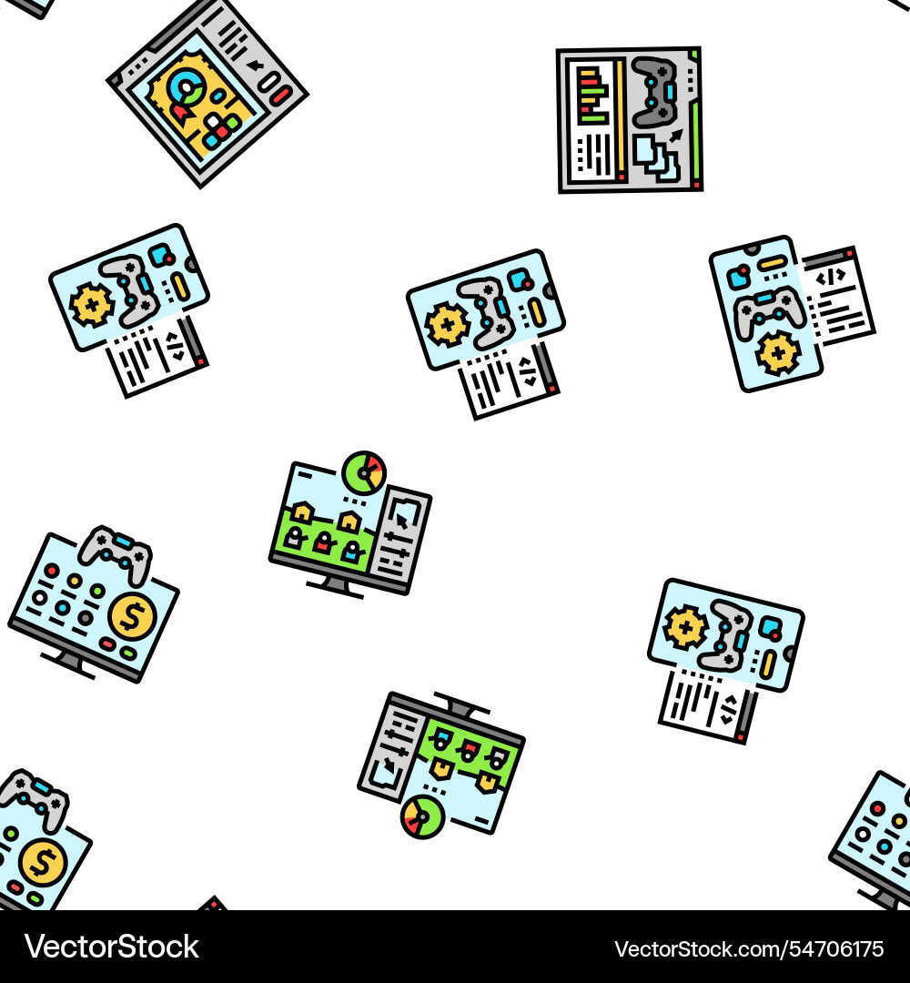 Game development computer seamless pattern vector image