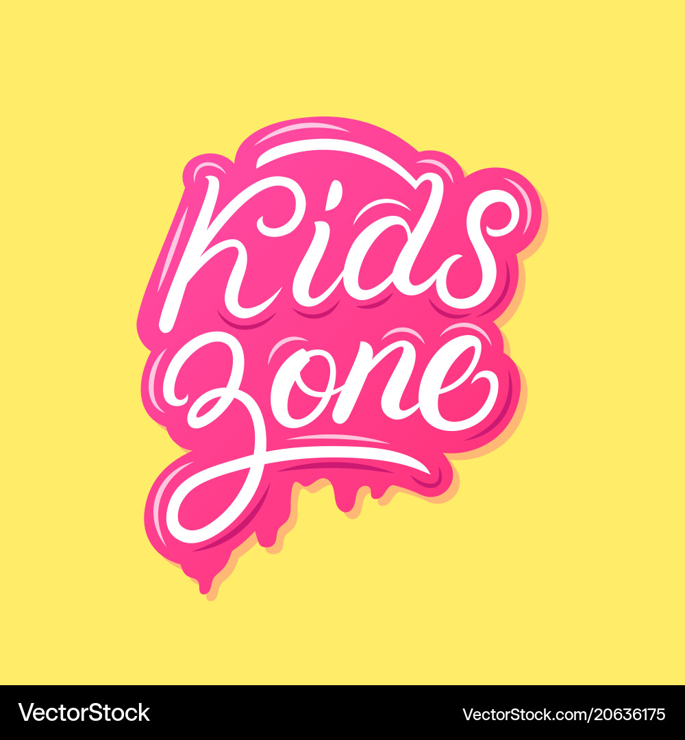 Kids zone hand written lettering Royalty Free Vector Image