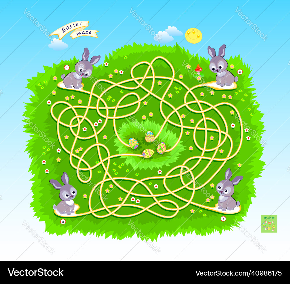 Logic puzzle game with labyrinth for children Logic puzzle game with labyrinth for children vector image