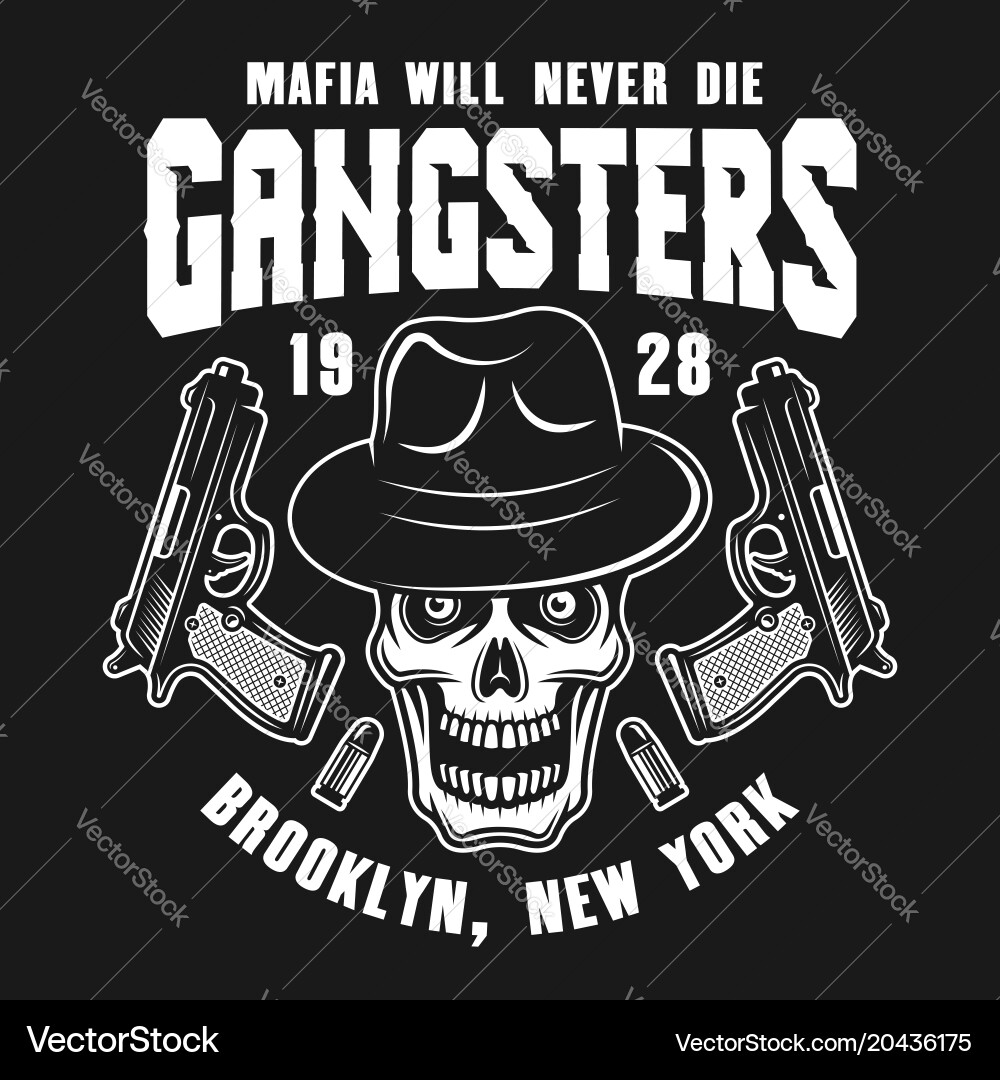 Mafia Skull with Guns – Royalty-Free Vector | VectorStock