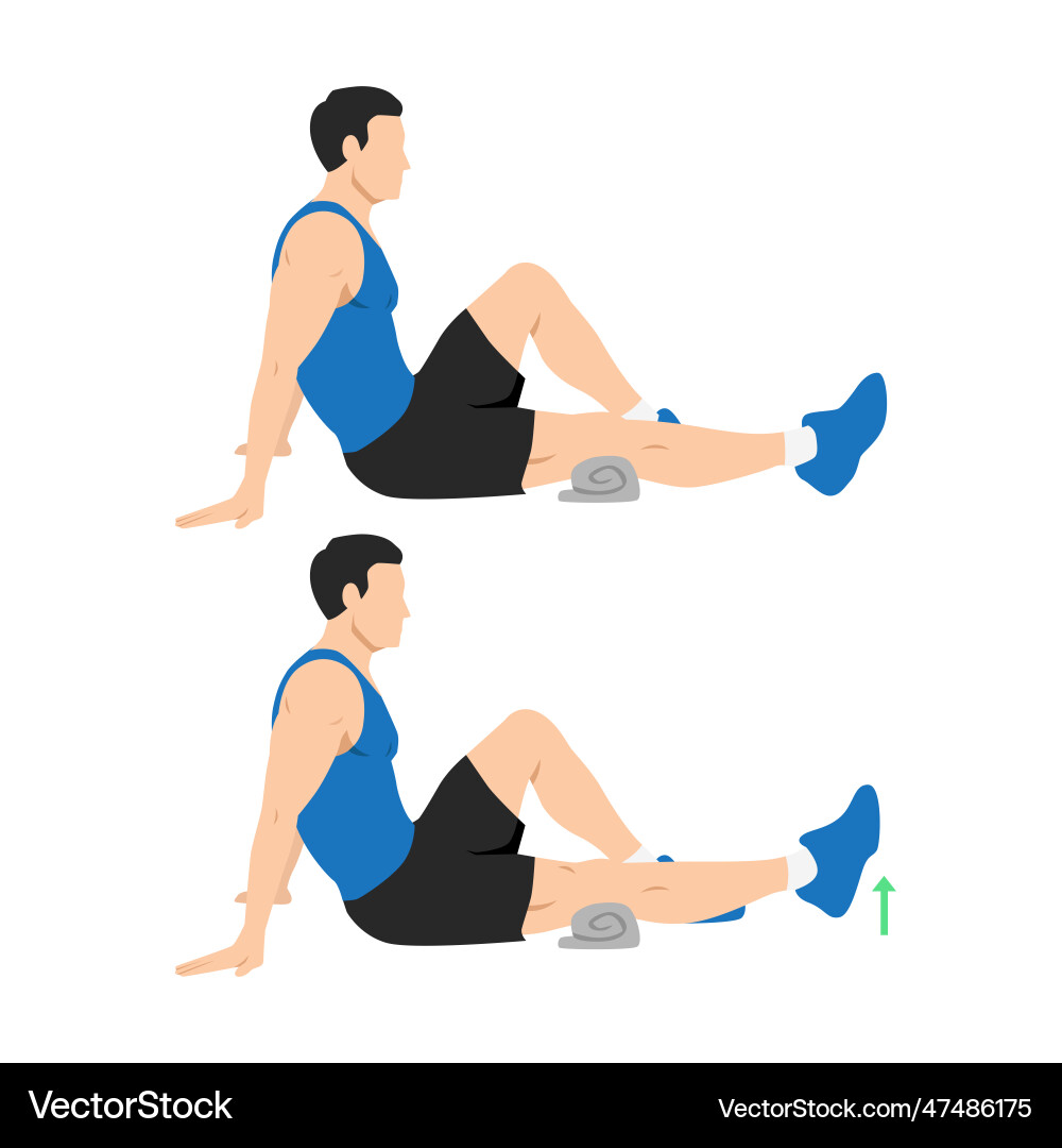 Man doing seated knee extensions exercise Man doing seated knee extensions exercise vector image