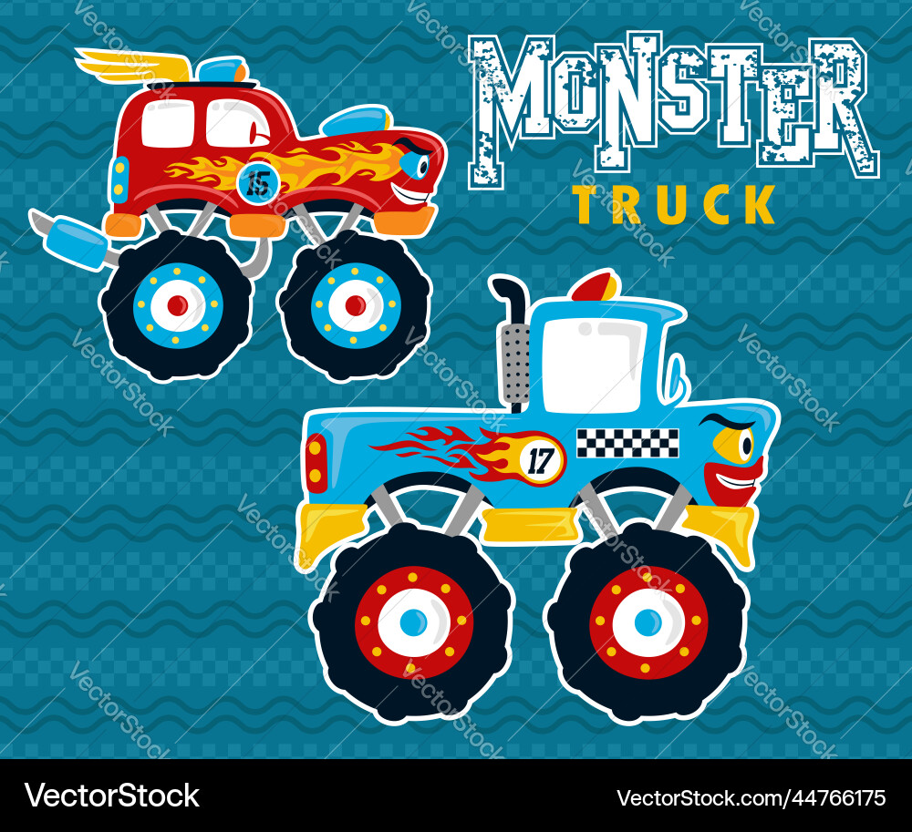 Monster truck race cartoon vector image