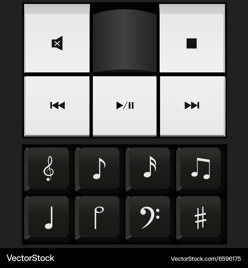 Sound control keyboard and music notes Vector Image