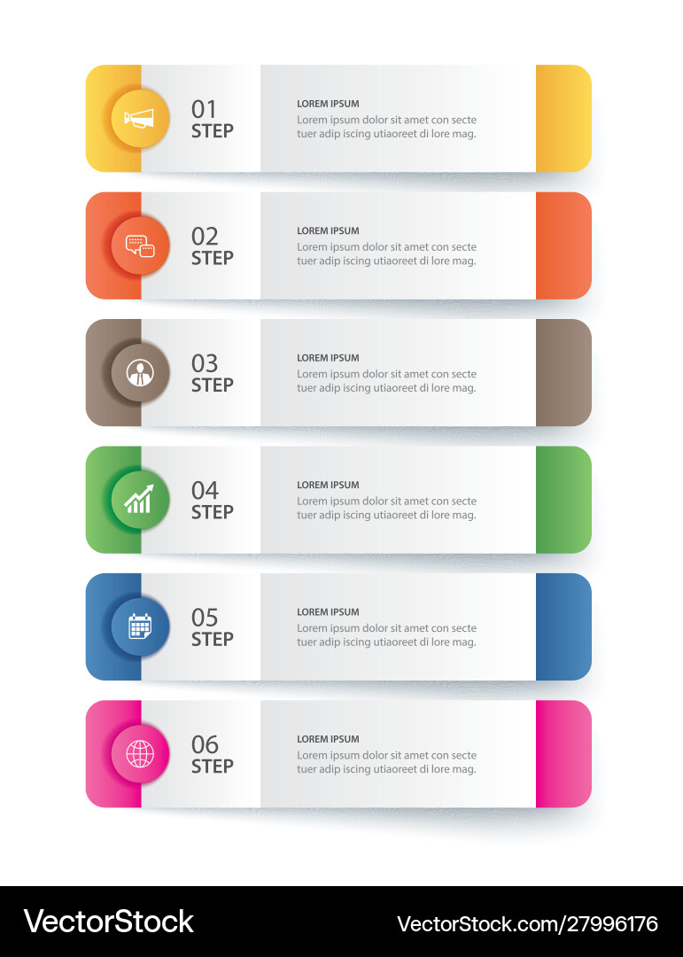6 data infographics tab paper index template 6 data infographics tab paper index template vector image
