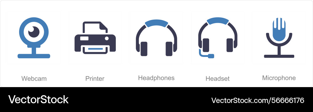 A set of 5 computer parts icons as web cam Vector Image