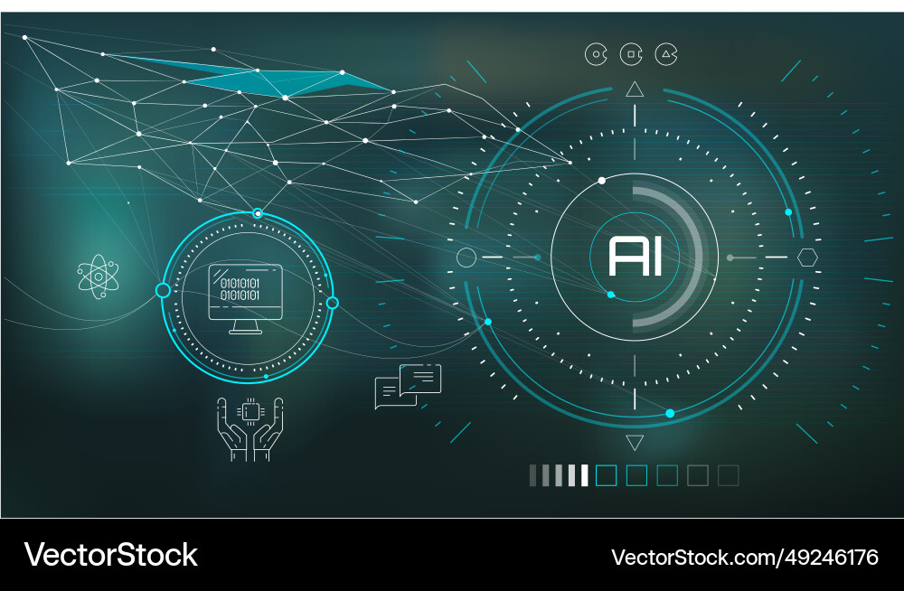 Artificial intelligence with digital data analysis Artificial intelligence with digital data analysis vector image