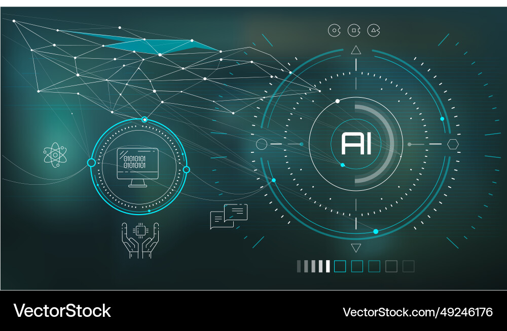 Artificial intelligence with digital data analysis vector image