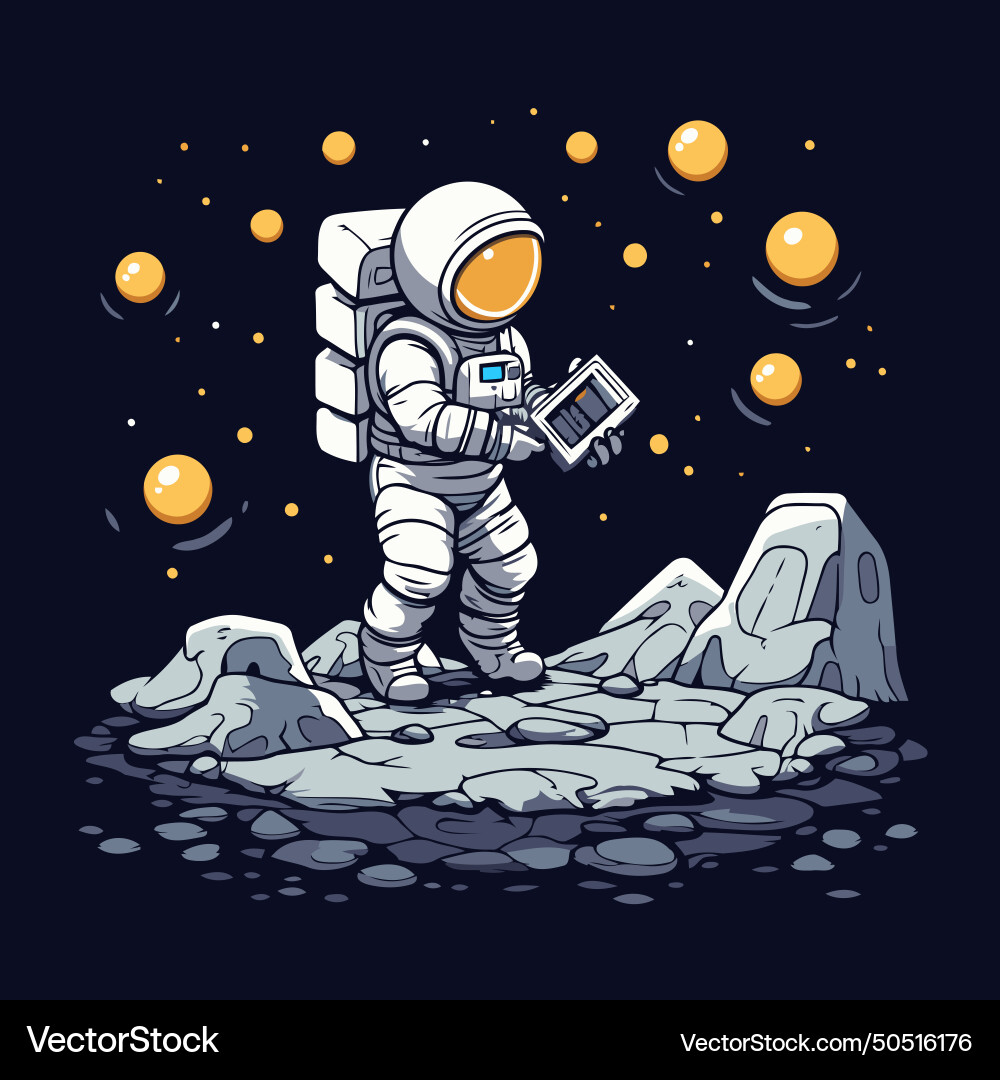Astronaut in outer space on dark background Vector Image